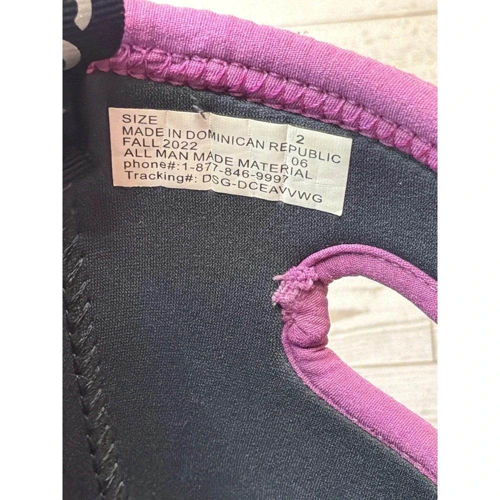 DSG Kids Size 2 Purple Paint Splatter Waterproof Rain Boots Pull On Outdoor